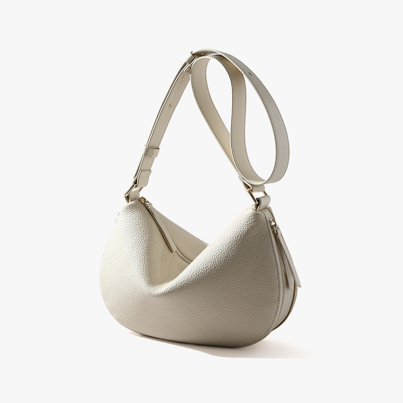 Women's Crossbody Bag Genuine Leather Dumpling Bag Made from First Layer Cowhide Spacious Shoulder Bag for Everyday Use