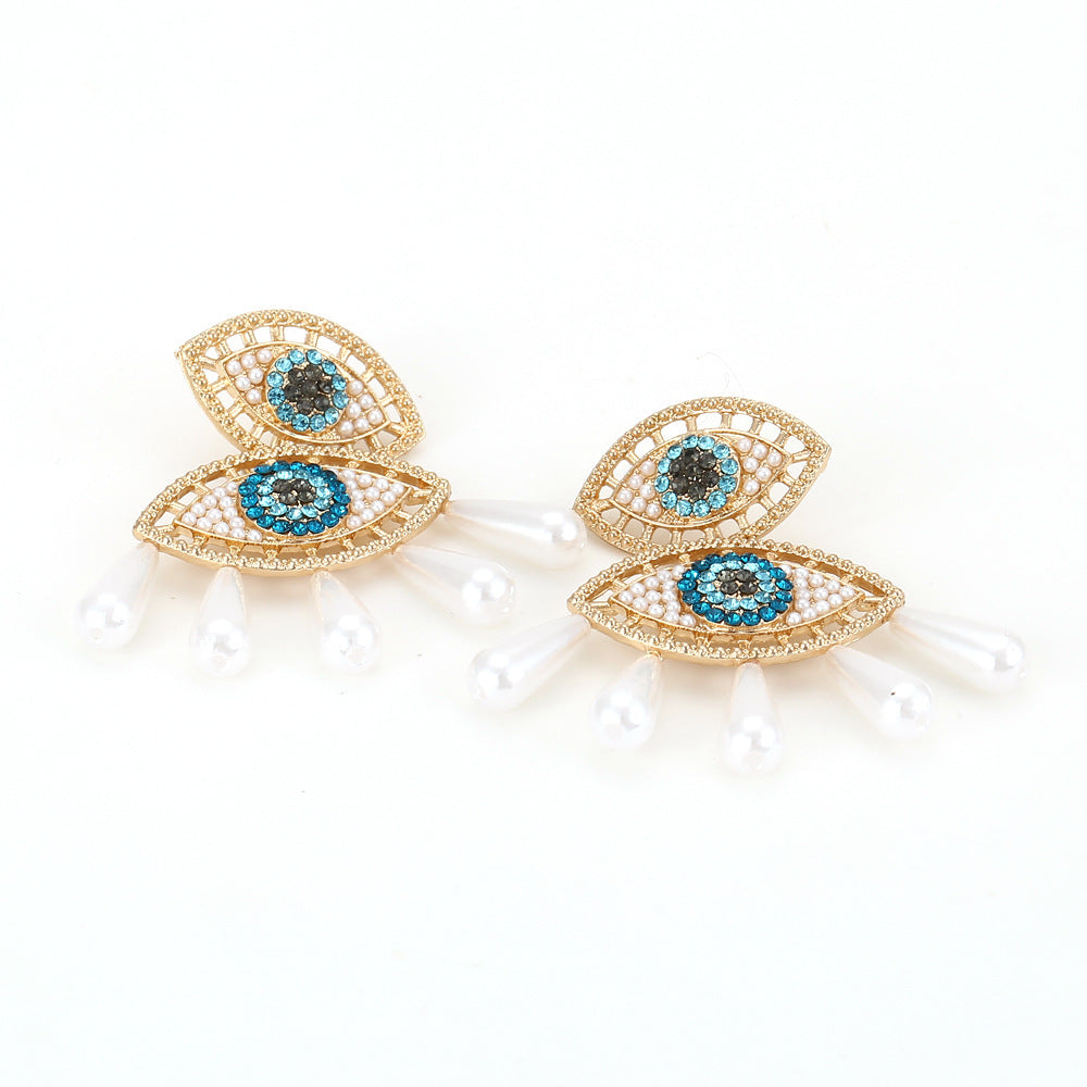 Arrival: Angel Eye Earrings with Sparkling Water Crystals, Elegant Pearl and Geometric  Design - Versatile Women's Jewelry for Every Occasion