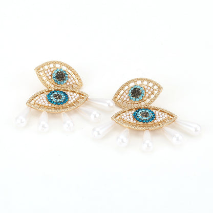 Arrival: Angel Eye Earrings with Sparkling Water Crystals, Elegant Pearl and Geometric  Design - Versatile Women's Jewelry for Every Occasion