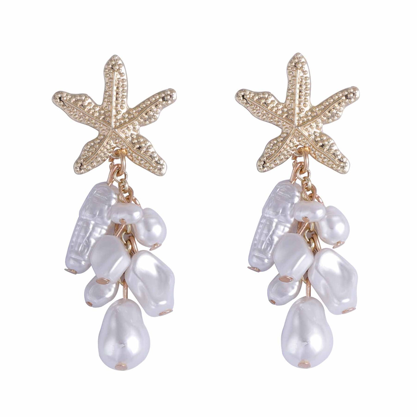 Stylish Alloy Starfish Pearl-Inspired Tassel Earrings - Versatile Ocean-Inspired Jewelry for Women, Perfect for Casual or Commute Outfits