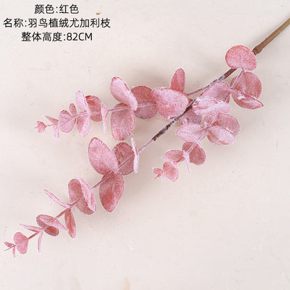 Single Stem Velvet Eucalyptus Faux Flower for Home Decor - Trendy INS Style Ideal for Weddings and Celebrations - Model MW09108