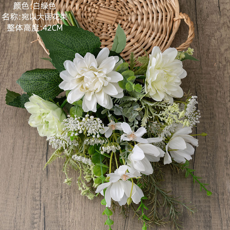 Vibrant Faux Dahlia Bouquet for Home Decor - Perfect Wedding Handheld Floral Arrangement, Wall Hanging Decoration CF01397