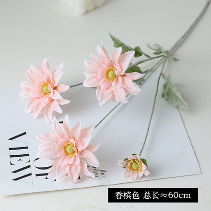 Realistic Faux Lucky Chrysanthemum Silk Flower - Perfect for Outdoor Photography, Event Decor, and Venue Styling