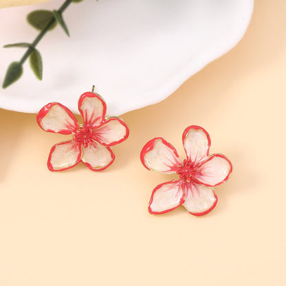 Elegant Enamel Flower Stud Earrings with Unique Design | Minimalist Chic Accessory for Distinctive Style