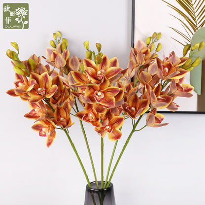 Realistic Single Stalk New Zealand Large Orchid - Perfect Indoor Decoration for Living Rooms, Wedding Celebrations, and Photography Prop