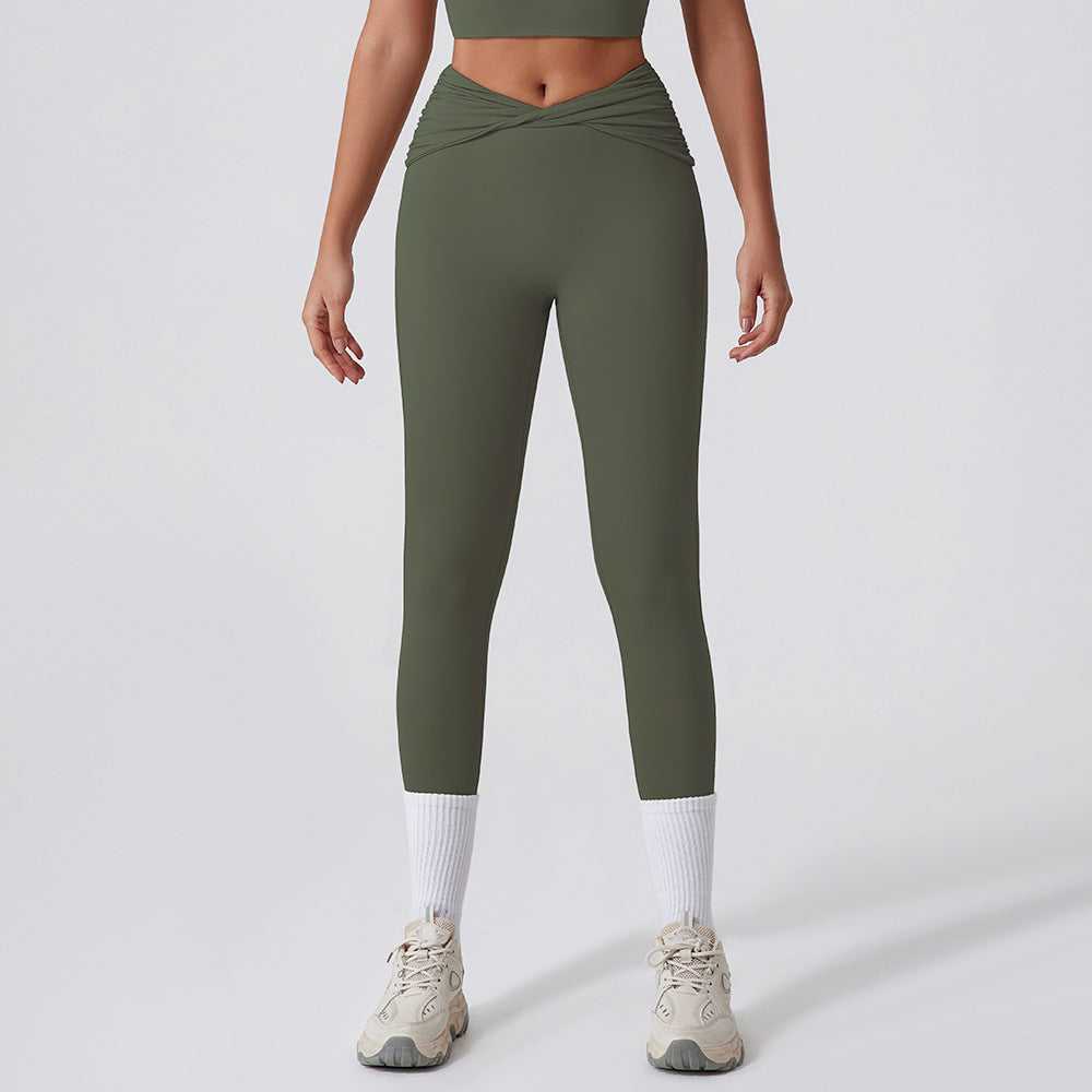 High Waisted Twist Front Yoga Pants for Women Quick Dry Figure Flattering Versatile Fitness Leggings for Running and Everyday Wear