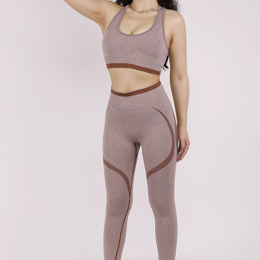 Seamless Sports Bra and High Waisted Leggings Yoga Set for Running and Fitness for Active Lifestyles