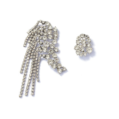 Chic and Elegant Asymmetrical Geometric Alloy Earrings with Glimmering Rhinestones – Unique Cold Aesthetic Style for Modern Women