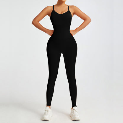 Seamless Women's Yoga Bodysuit Cami One Piece Gym Leotard for Dance Fitness and Activewear