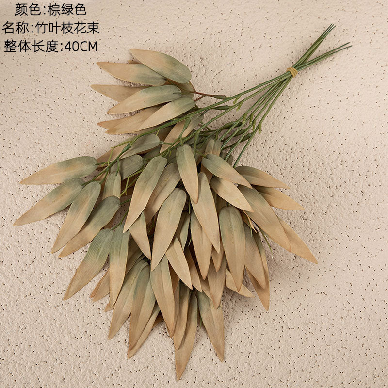 Realistic Bamboo Leaf and Branch Flower Bouquet - Faux Greenery for Weddings, Home Decor, and Boho-Inspired Events - Trendy INS Style Art Piece YC1095