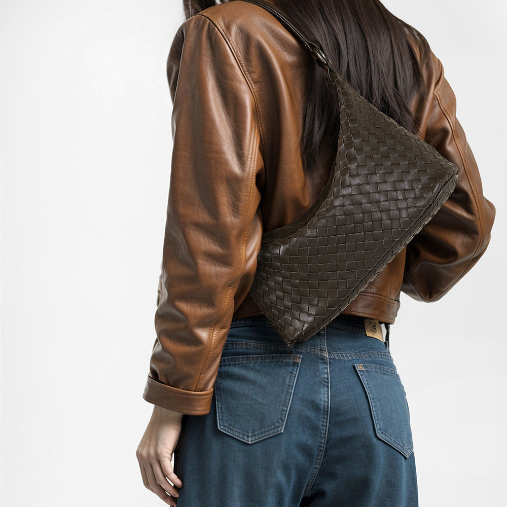 Luxury Handcrafted Braided Sheepskin Crossbody Bag for Women Versatile Genuine Leather Tote and Handbag