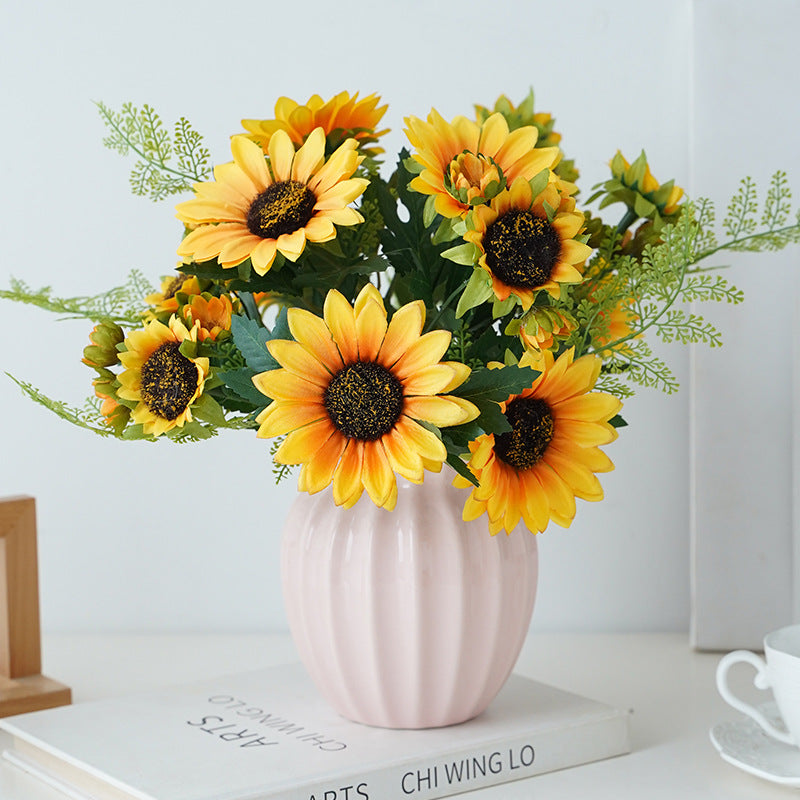 Charming Rustic Artificial Sunflower Bouquet for Home Décor – Perfect for Photography Props and Brightening Up Any Space