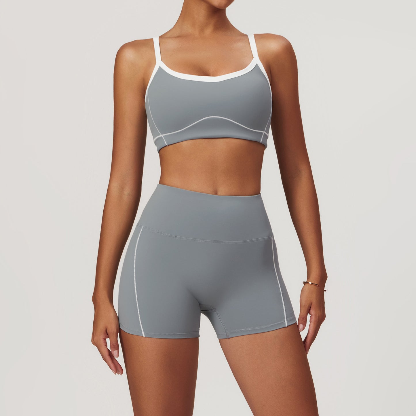 Women's Summer Slim Fit Yoga Set with Beautiful Back Design Tummy Control Butt Lifting Outdoor Running Outfit for Fitness Enthusiasts Style 8838