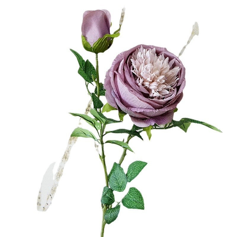 Realistic Two-Headed Snow Rose - Stunning Faux Floral Arrangement for Home Decor, Photography, and Wedding Decorations