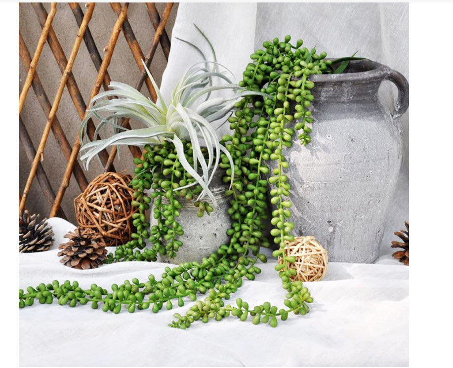 Realistic Artificial Flowering Vine – Lush Green Wall Decor for Living Rooms – Versatile Plastic Plant with Succulent Touch, Ideal for Home Decoration and Elegant Wedding Accents