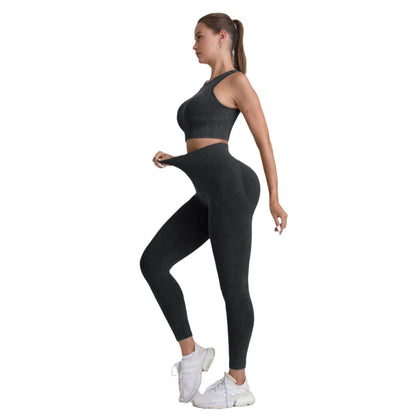 Summer Seamless Matte Sports Tank Top and High Waisted Butt Lifting Leggings Women's 2 Piece Yoga Set for Comfort and Style