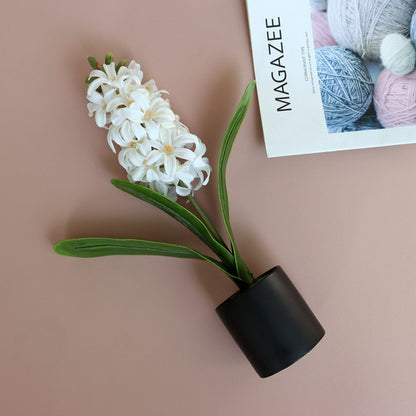 Realistic Hyacinth Potted Artificial Flower Decor - Perfect for Home and Office Display, Beautifully Crafted Faux Floral Arrangement for Table Centerpieces