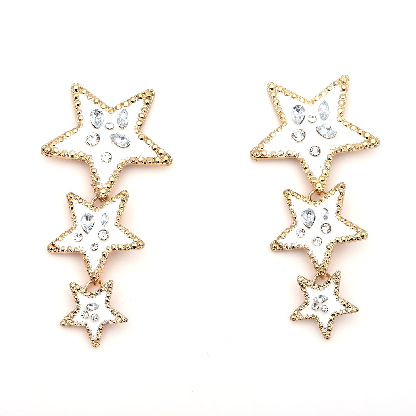 Stylish Statement Long Drop Earrings | Unique Alloy Five-Point Star Design with Sparkling Crystals for Glamorous Looks