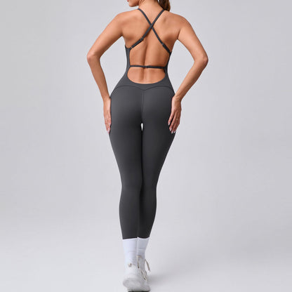 Adjustable Straps Peach Butt Lifting Sports Jumpsuit Body Shaping Workout and Yoga Outfit for Comfort and Support