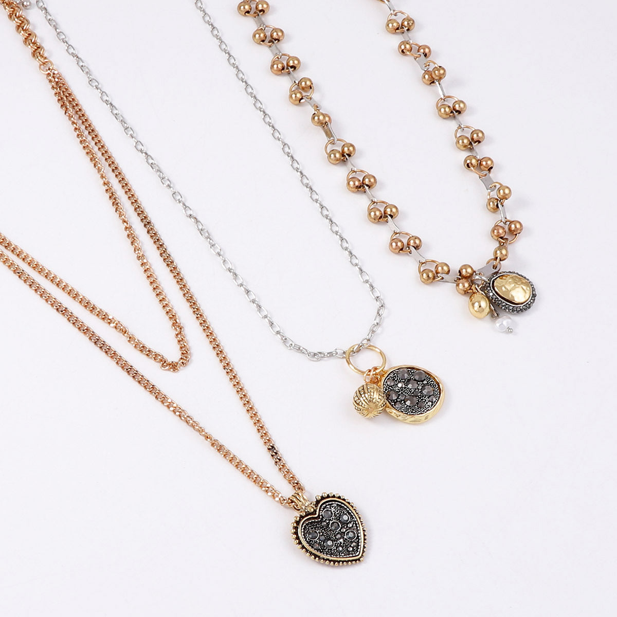 Chic and Luxurious Multi-Layered Geometric Pendant Chain Necklace – Unique Alloy Design for a Statement Look