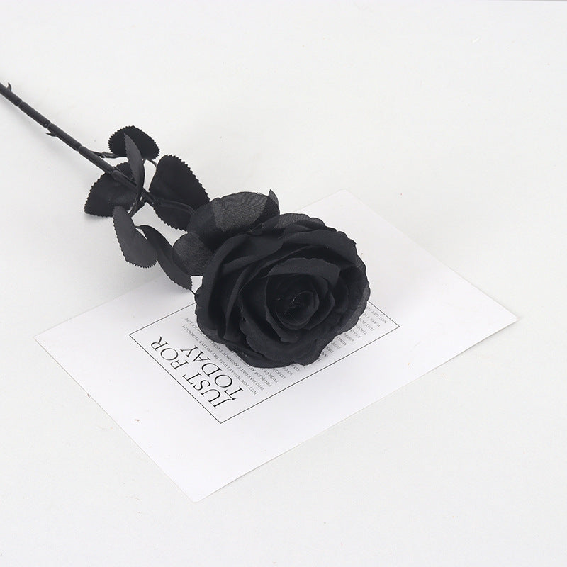 Dark Elegance: Faux Black Rose for Halloween Decor - Stunning Artificial Flowers for Spooky Celebrations and Elegant Arrangements