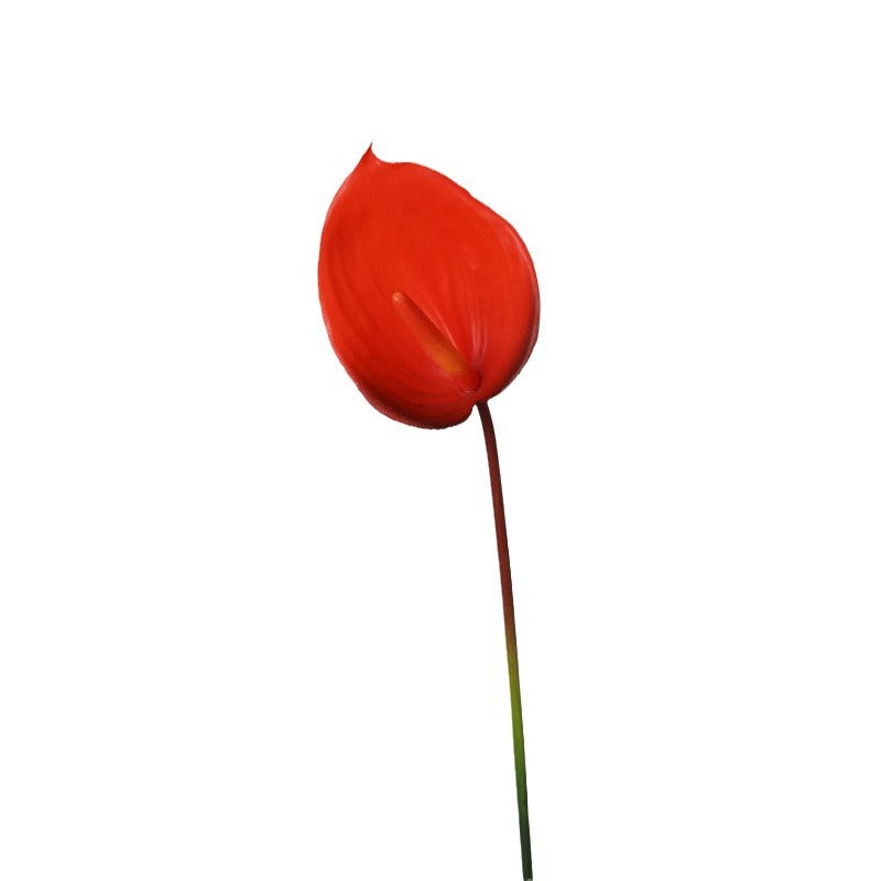 High-Quality Artificial Red Anthurium Flowers - Soft Rubber Candle Display for Stunning Model Home Decorations, Wedding Floral Arrangements, and Photography Props