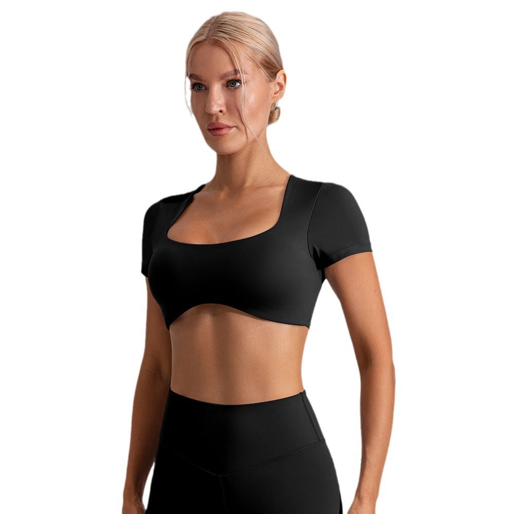 Summer Sports Bra with Square Neckline and Slim Back Straps Professional Pilates Yoga Fitness Top for Comfort and Style