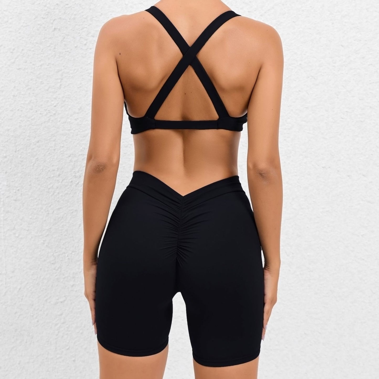 High Performance Yoga Outfit Set with Cross Back Design for Outdoor Running Fitness and Quick Dry Athletic Wear for Every Workout