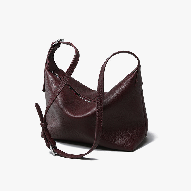 Grain Leather Hobo Bag Vintage Chic Commuter Style Spacious and Fashionable Genuine Leather Women's Crossbody Bag