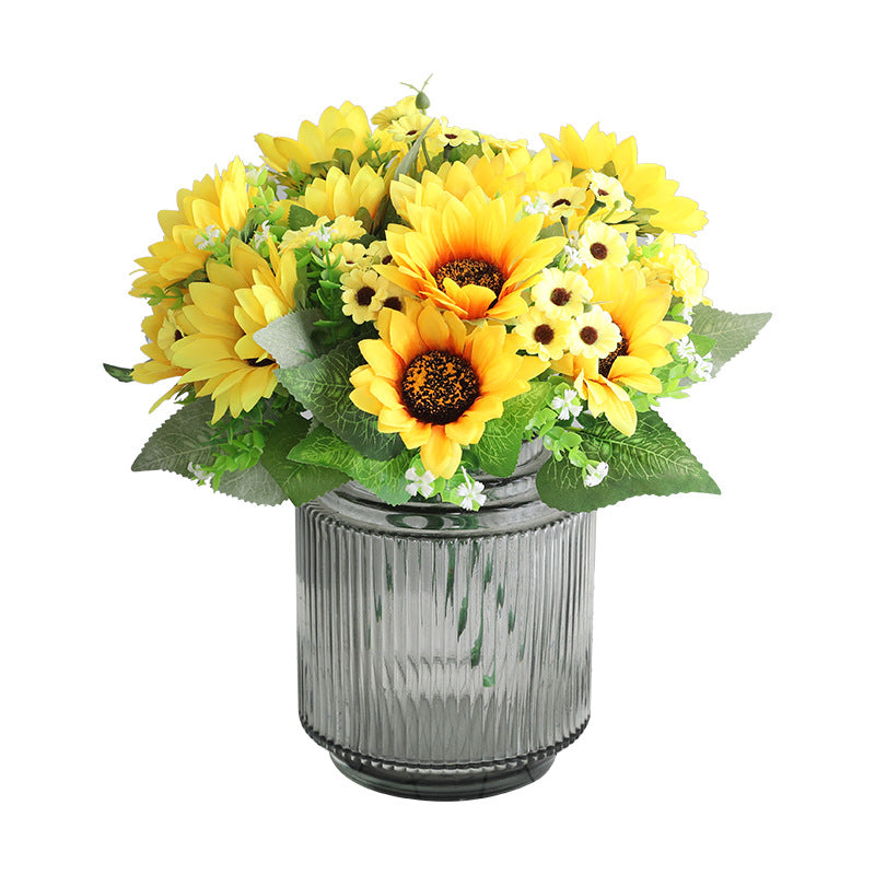 Stunning Artificial Flower Bouquet with 13 Sunflower Heads - Perfect for Living Room Entryway Decor and Wedding Centerpieces