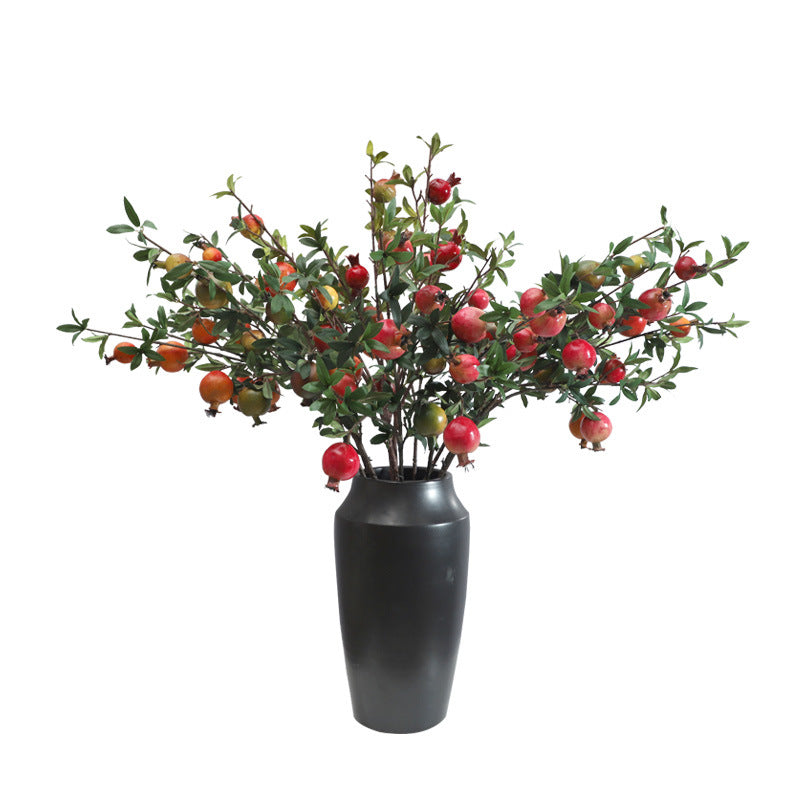 Realistic Pomegranate Fake Flowers with Berries - Perfect Home and Hotel Soft Decoration for New Year Celebrations