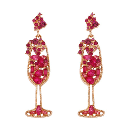 Elegant Vintage Pearl-Inspired Dazzling Rhinestone Wine Glass Earrings – High-Quality, Trendy, and Perfect for Any Occasion