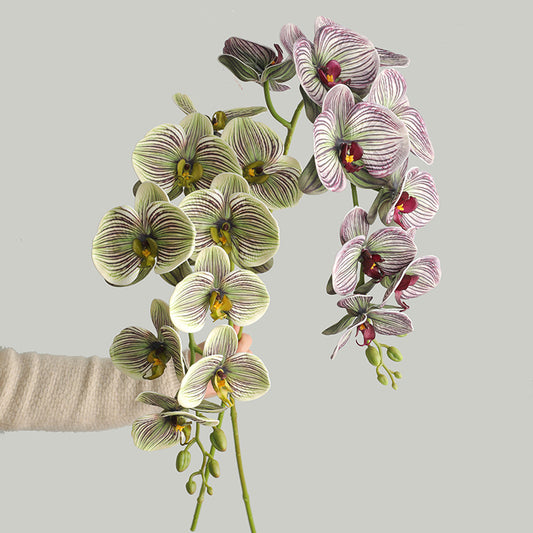 Realistic Orchid Silk Flower Arrangement with 9 Heads - Perfect for Wedding Ceiling Decor, Lifelike Touch and Vivid Color for Timeless Elegance