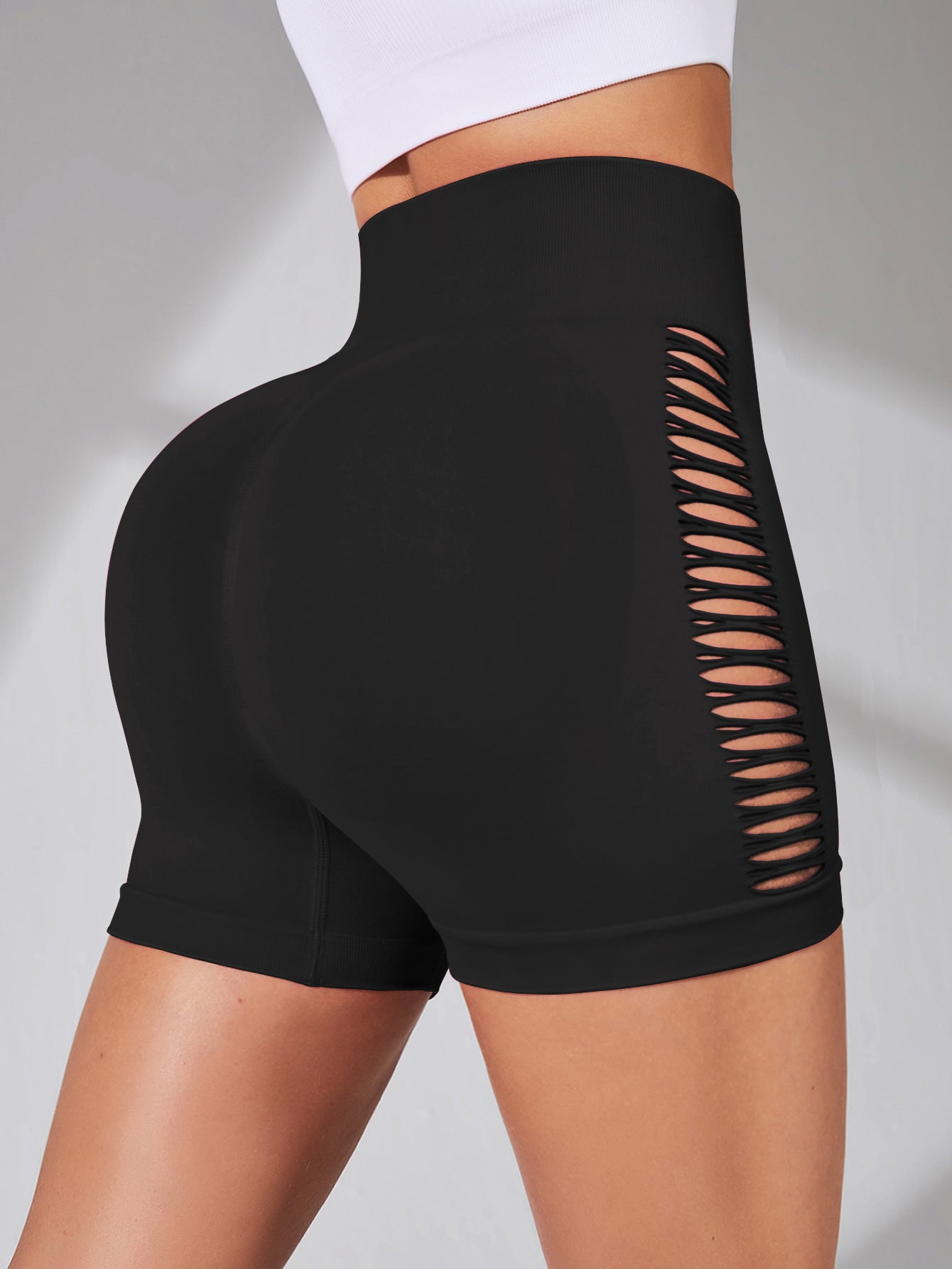 High Waisted Seamless Women's Yoga Shorts with Side Cut Outs Lift Your Bottom for Outdoor Workouts and Fitness Activities