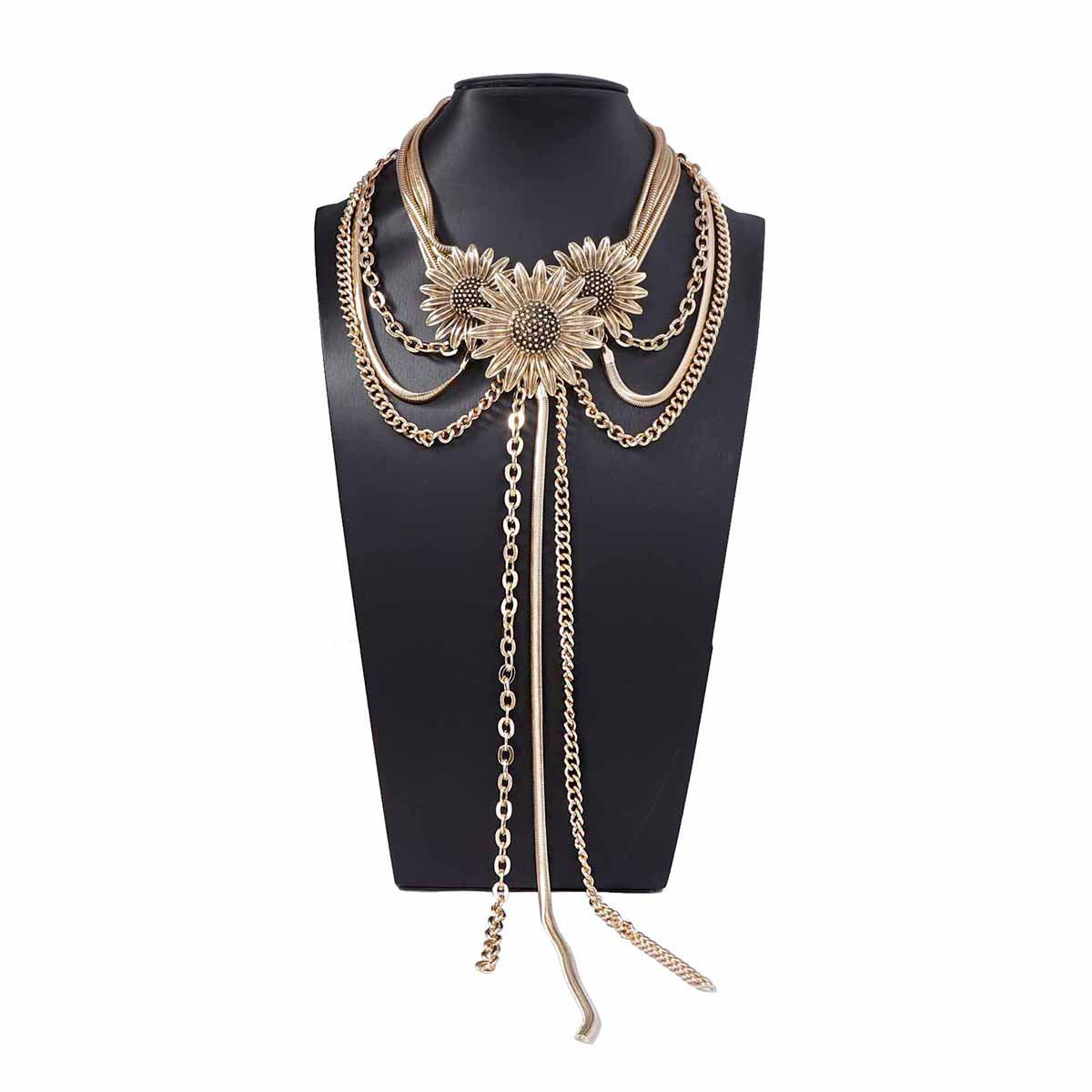 Stylish Vintage-Inspired Handcrafted Long Tassel Pendant Necklace with 3D Floral Design - Luxe Chic for the Unique Woman