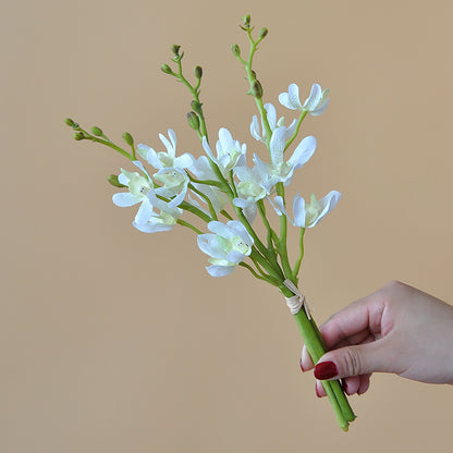 Realistic Phalaenopsis Orchid Silk Flowers - Stunning 3-Head Bouquet for Living Room Décor and Floral Arrangements