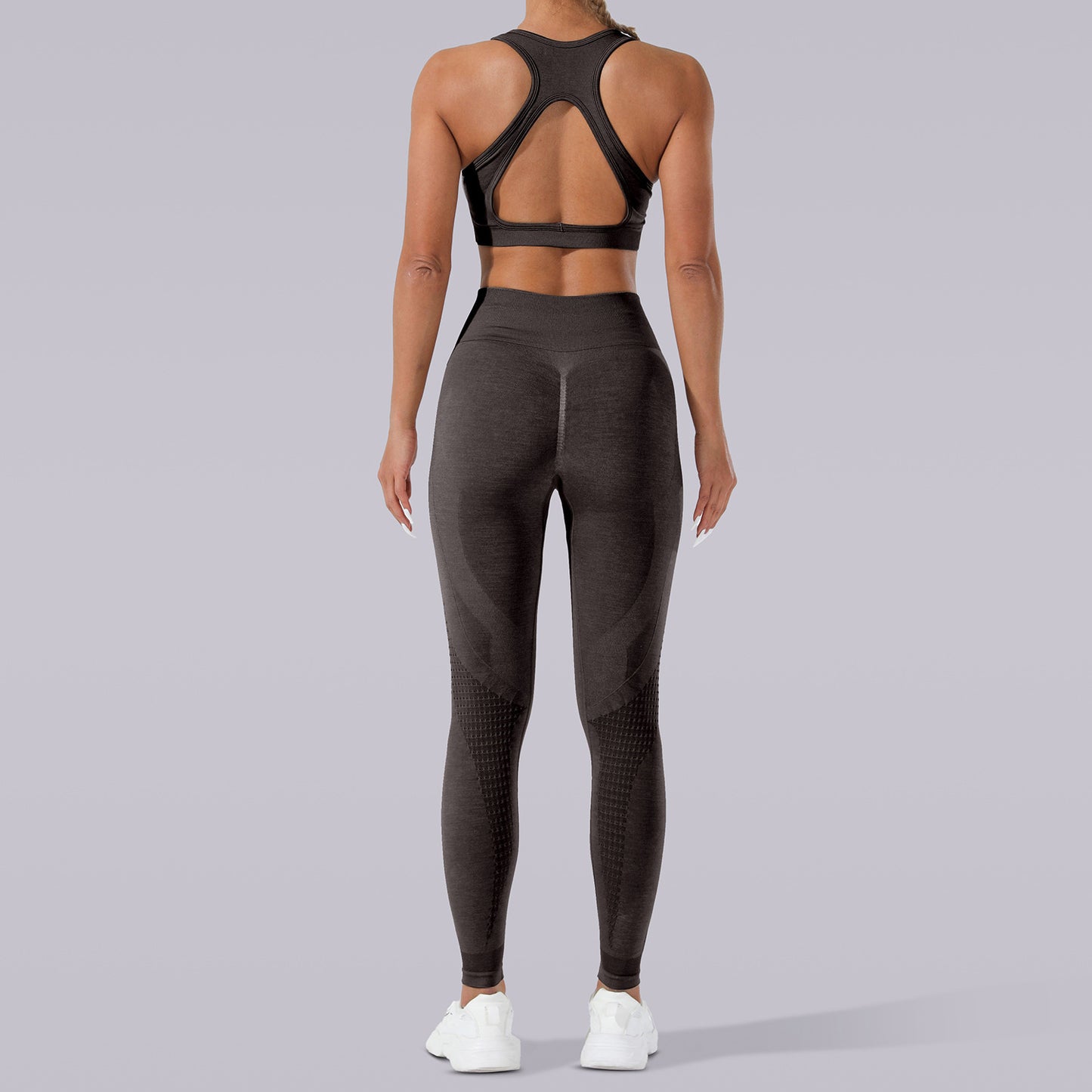 Seamless Jacquard High Waisted Butt Lifting Yoga Pants Set Uplifting Comfortable Activewear for Women with Cationic Sports Bra