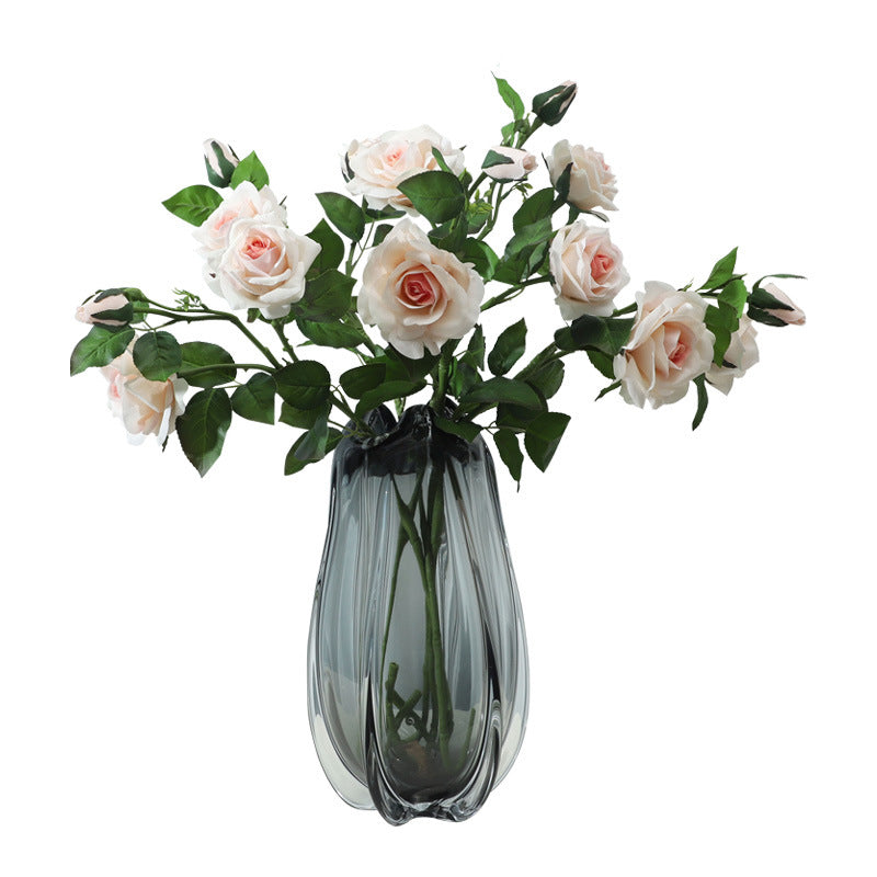 Elegant 3-Head Hypoallergenic Moisturizing Rose Flower Arrangement - Perfect Decor for Living Rooms, Photo Props & Home Accents