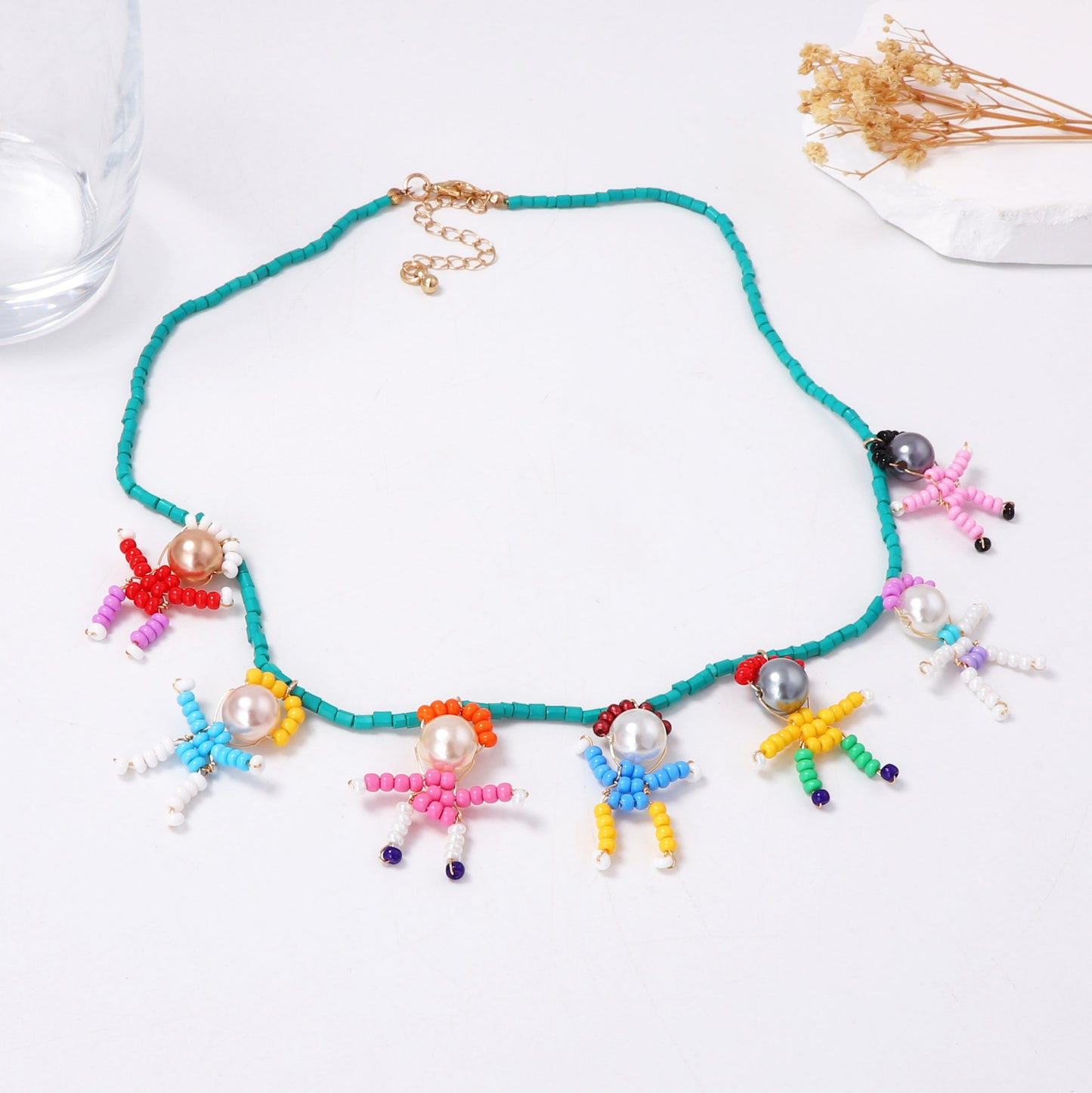 Unique Handmade DIY Cartoon Pearl-Like Character Pendant Necklace for Women - Stylish, Playful, and Perfect for Everyday Wear