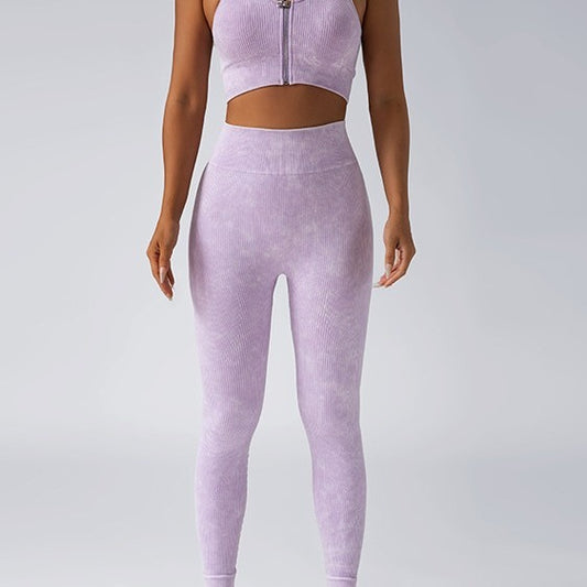 Seamless High Waisted Peachy Yoga Set for Women Zippered Sportswear with Matching Sports Bra Leggings for Comfort and Performance