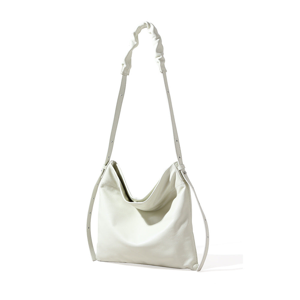 Spacious Genuine Leather Women's Fashion Shoulder Bag Tote and Crossbody Purse with Pleats for Everyday Use