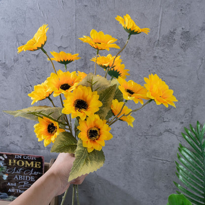 Stunning Artificial Sunflower and Rose Bouquet for Home Décor – Perfect for Weddings and Special Celebrations – Realistic Faux Floral Wall Arrangement (Model CL15101)