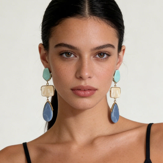 Best-Selling Bohemian Colorful Acetic Acid Resin Alloy Long Drop Earrings - Trendy, Lightweight, and Stylish Jewelry for Every Occasion