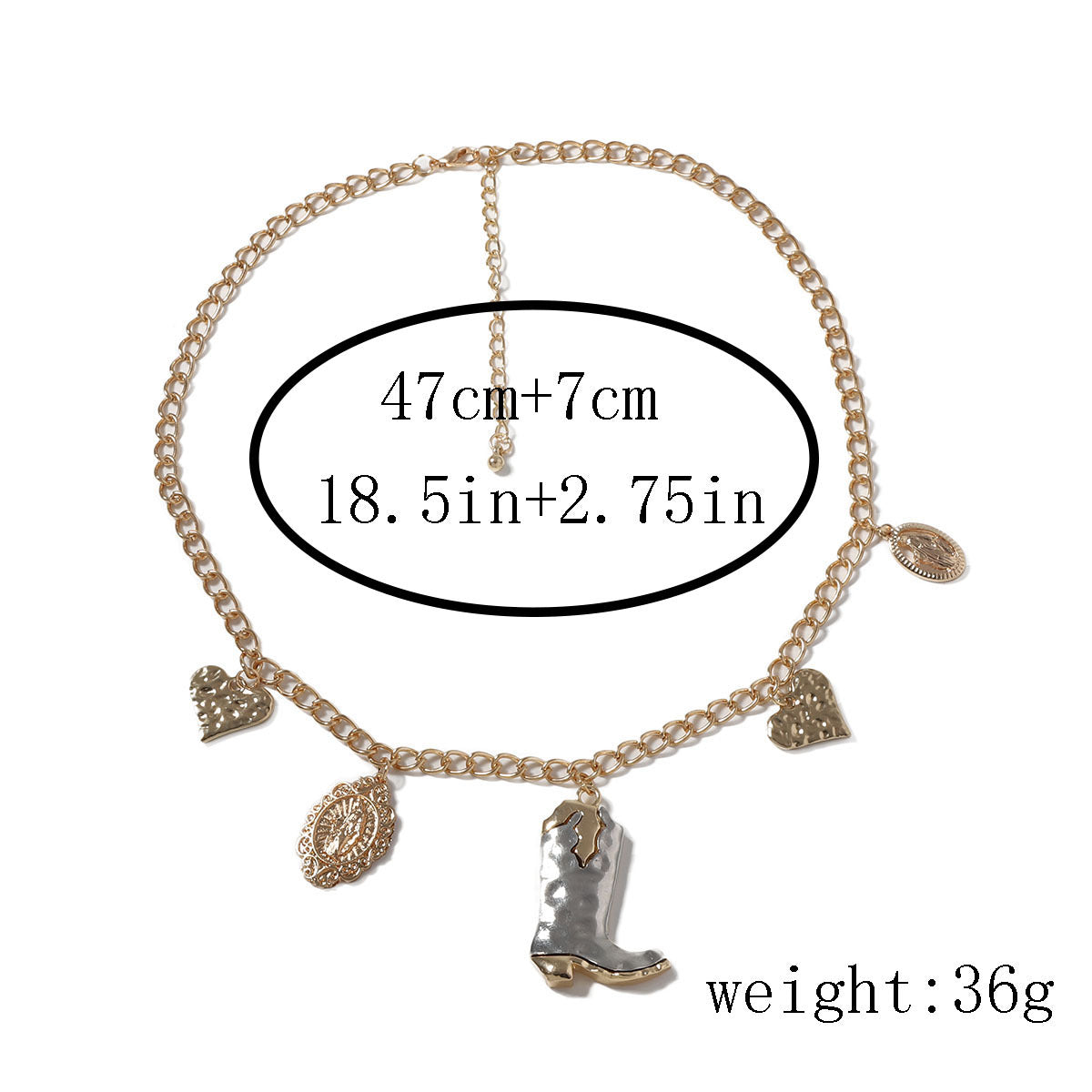 Stylish Western Cowboy-Inspired Alloy Boots Geometric Pendant Necklace - Everyday Commuter Accessory for Women