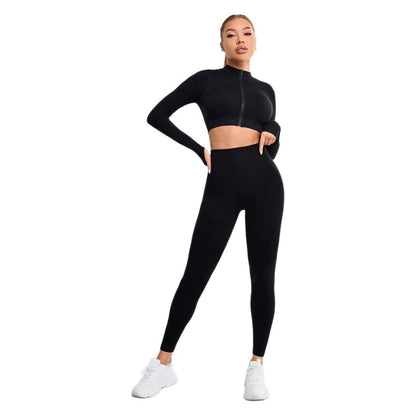 Women's Yoga Set Long Sleeve and Pants Activewear for Fitness Casual Wear Two Piece Athletic Outfit for Comfort and Performance