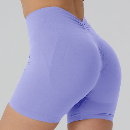 Seamless High Waisted Yoga Shorts for Women Flattering V Waist Design Ruching for Enhanced Curves for Running Training and Fitness Activities