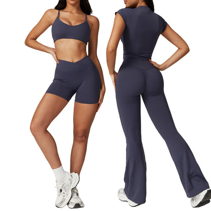 Eco Friendly Regenerative Quick Dry Yoga Set for Women Sportswear with Open Back Design for Running and Fitness Activities