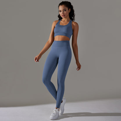 Seamless Breathable Yoga Set with High Waisted Butt Lifting Leggings and Comfortable Sports Bra for Active Lifestyle and Gym Workouts