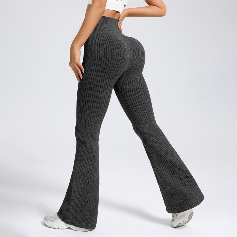 Seamless Ribbed Lift Yoga Bell Bottoms for Women High Performance Fitness Leggings for Outdoor Workouts and Athleisure Wear