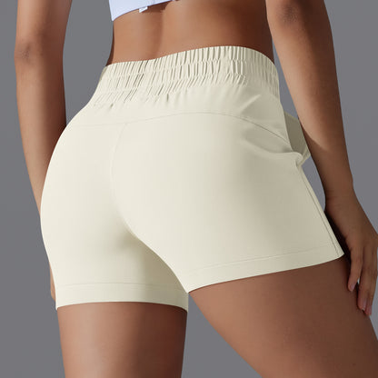 Women s Summer Solid Color Colorblock Athletic Shorts with Pockets Versatile Gym and Yoga Shorts to Prevent Transparency